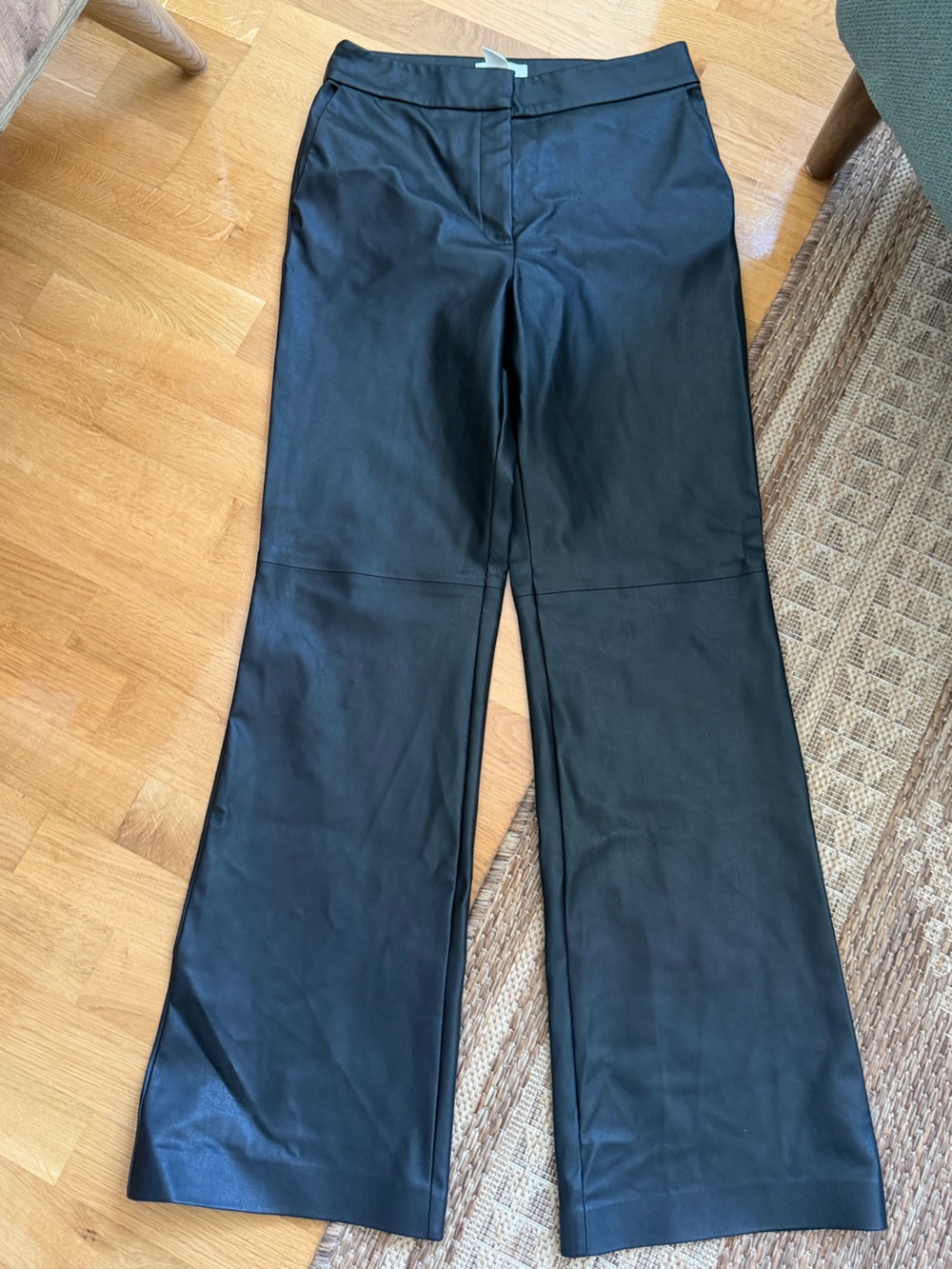 H&M Black Faux Leather Wide-Leg Trousers